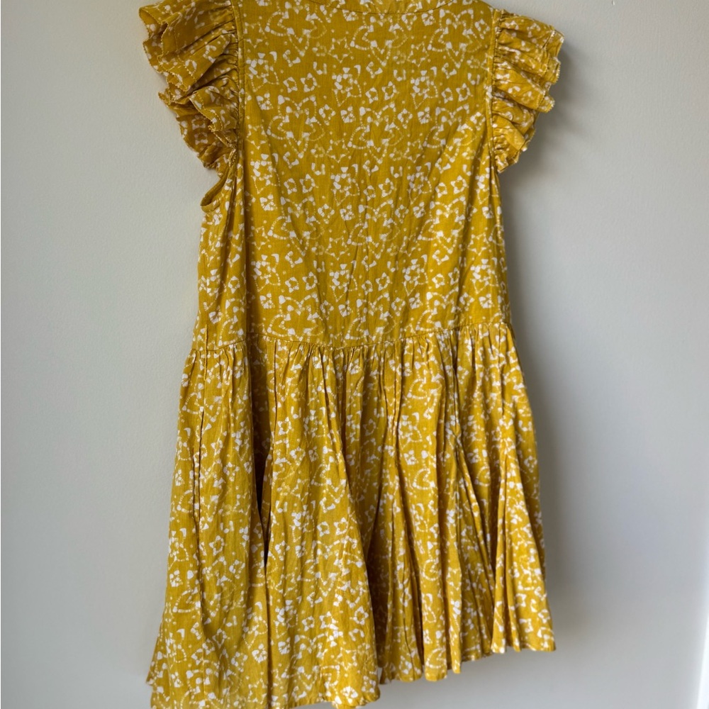 Cleobella Yellow Gold Zia Organic Cotton Size Medium Pattern Short Sleeve Dress - Picture 13 of 16